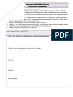 Managerial Profile Sharing Individual Worksheet: Name, Organization, Position/Title