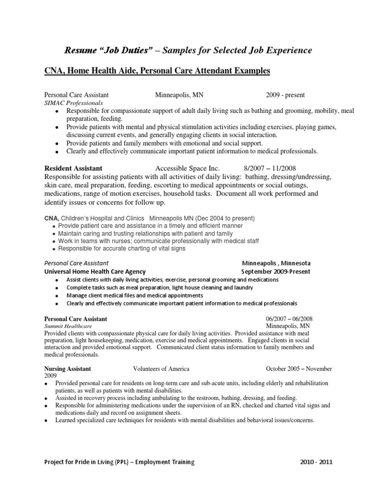 Home Care Agency Job Descriptions