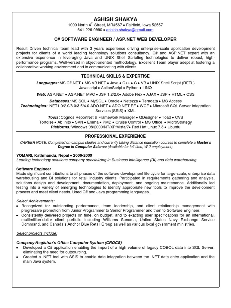 Resume - Ashish Shakya | PDF | Microsoft Sql Server | Programmer