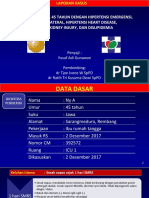 Rencana terapi untuk masalah hipertensi emergensy adalah:- Tirah baring tidak total- Diet lunak 1700 kkal- IVFD RL 20tpm- SP Nicardipin 1amp dalam 50cc NaCl 0.9%, dosis titrasi mulai dari 0.1ug/kg BB