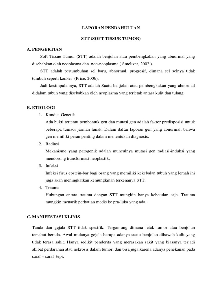 Contoh Laporan Pendahuluan Soft Tissue Tumor Kesehatan