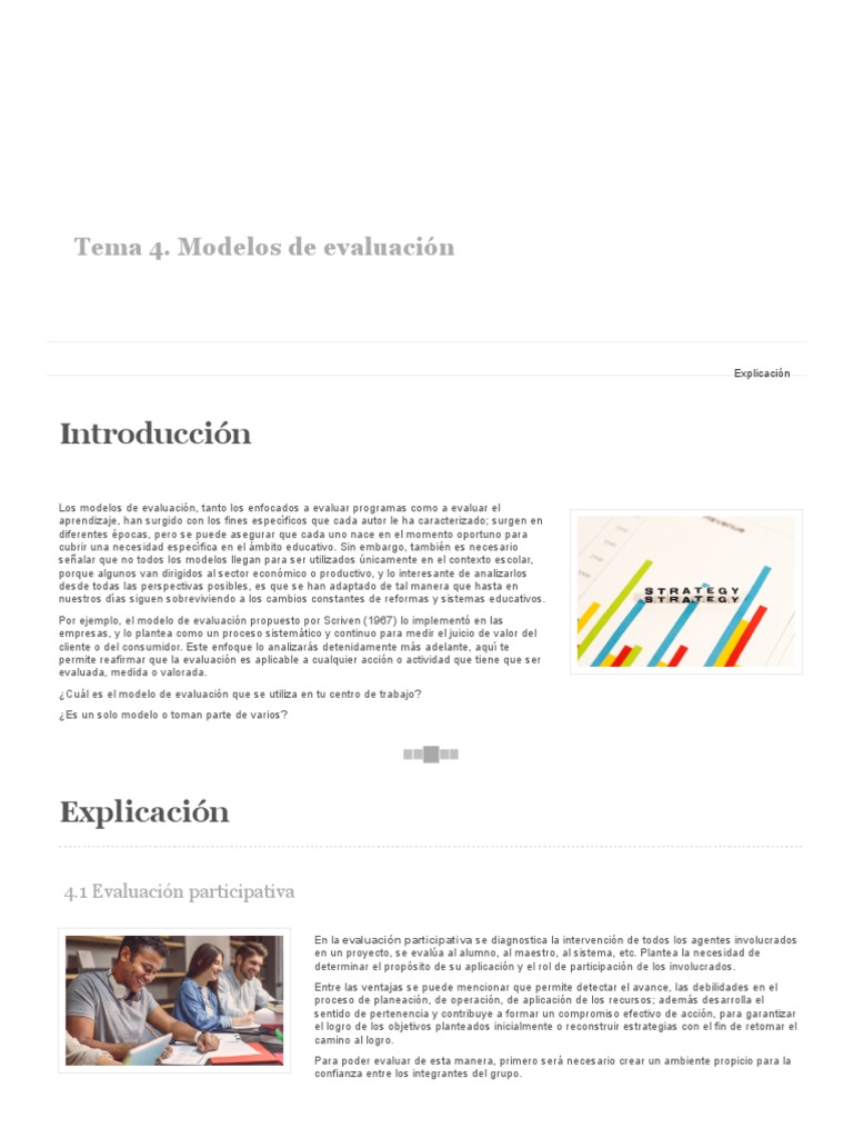 Modelos de Evaluación Educativa y Empresarial | PDF | Evaluación ...