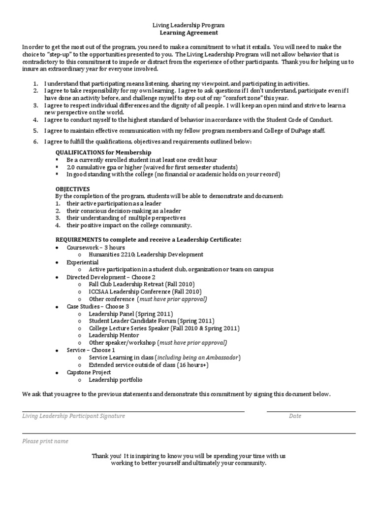 Living Leadership Program Application 2010 | PDF | Leadership | Cognition