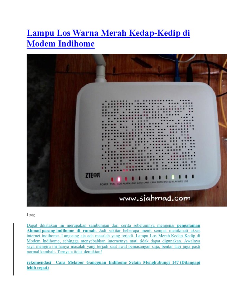 Lampu Los Wifi Indihome Warna Merah Kedap Lampu Los Wifi Indihome Warna Merah Kedap