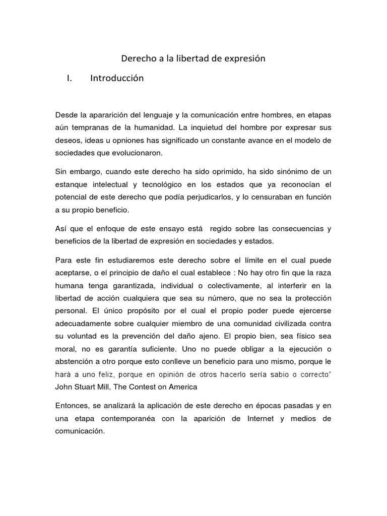 Derecho A La Libertad de Expresión | PDF | Libertad de expresión | Libertad