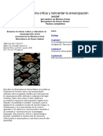 Renovar La Teoría Crítica y Reinventar La Emancipación Social