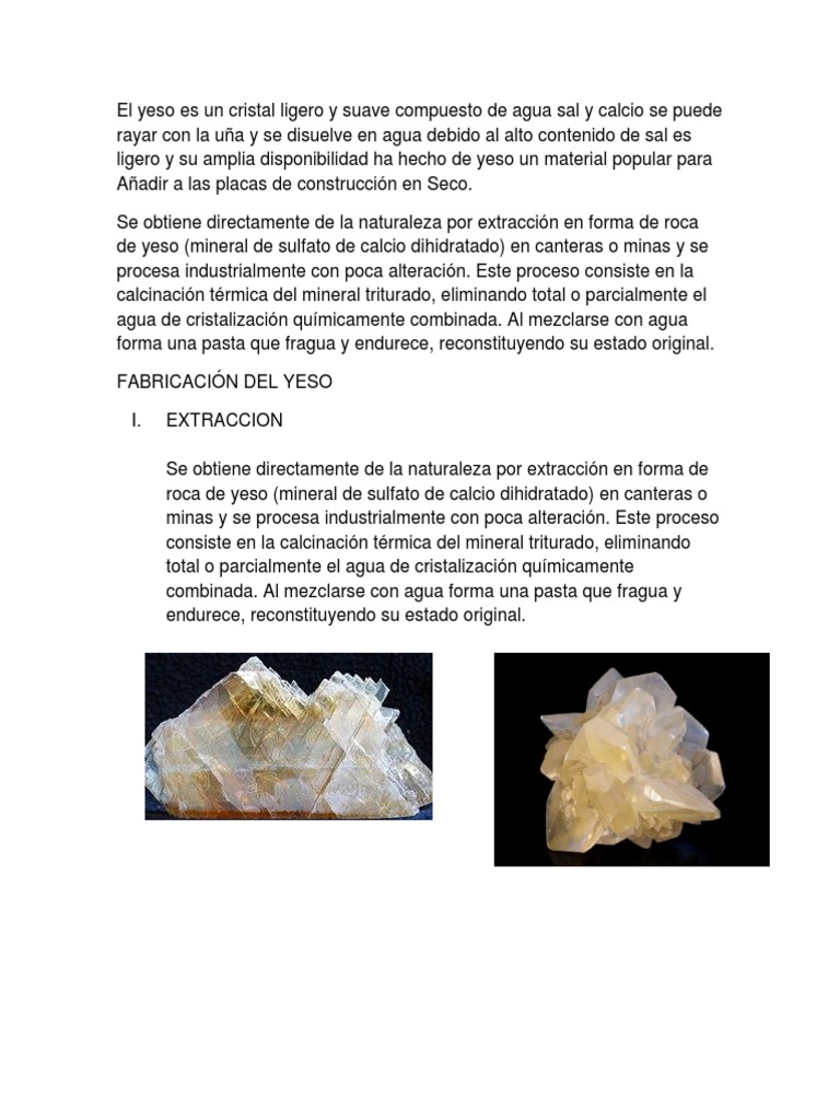 Trabajo Del Yeso | PDF | Yeso | Minerales