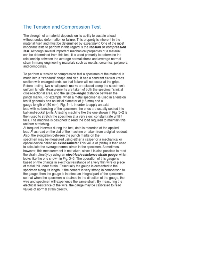 The Tension and Compression Test | PDF | Deformation (Engineering ...