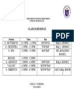Pablo Roman National High School Class Schedule