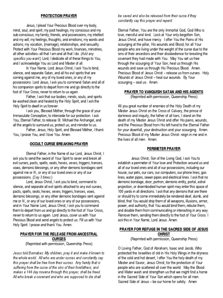 Protection Prayer | PDF | Jesus | Religious Belief And Doctrine