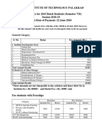 IIT - Fee Structure - Aug-Nov 2018