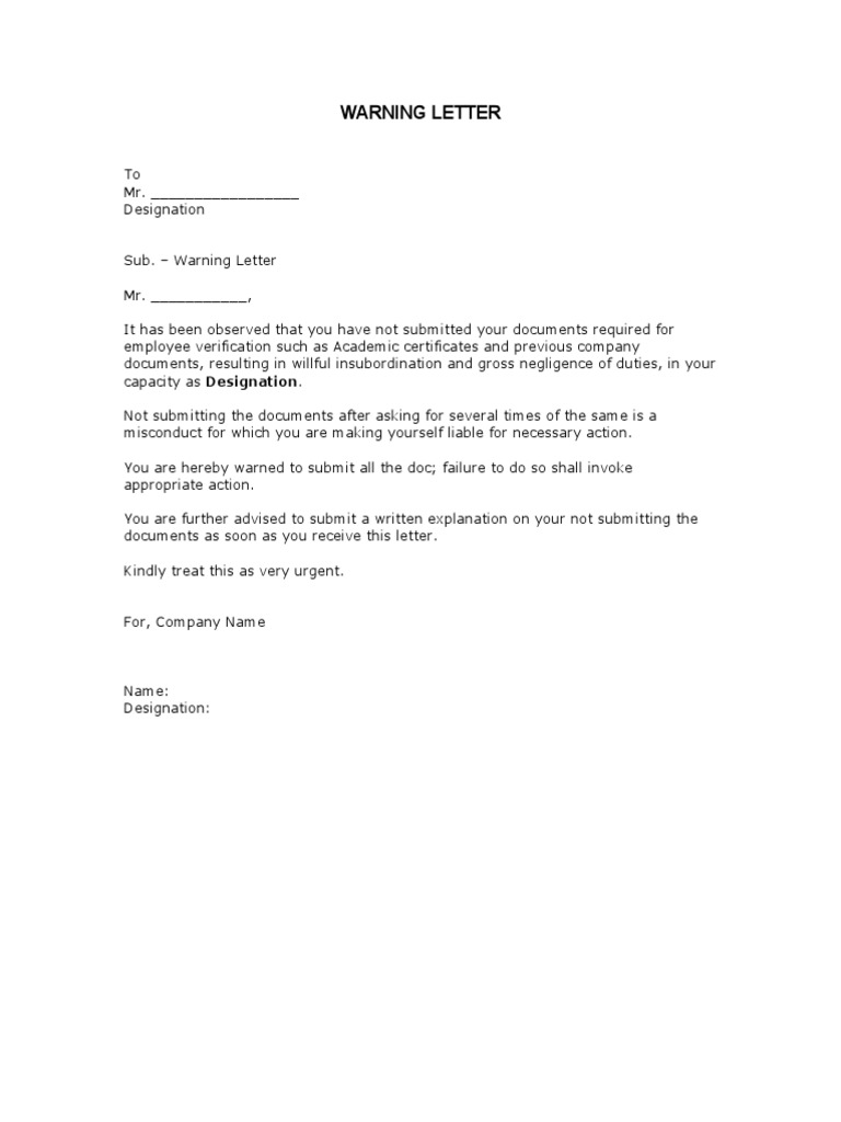 Employee Insubordination Warning Letter from imgv2-1-f.scribdassets.com