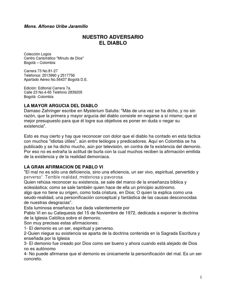 Nuestro Adversario El Diablo | PDF | Demonios | Diablo