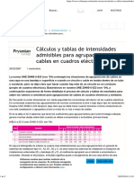 Cálculos y Tablas de Intensidades Admisibles en Cuadros Eléctricos PDF