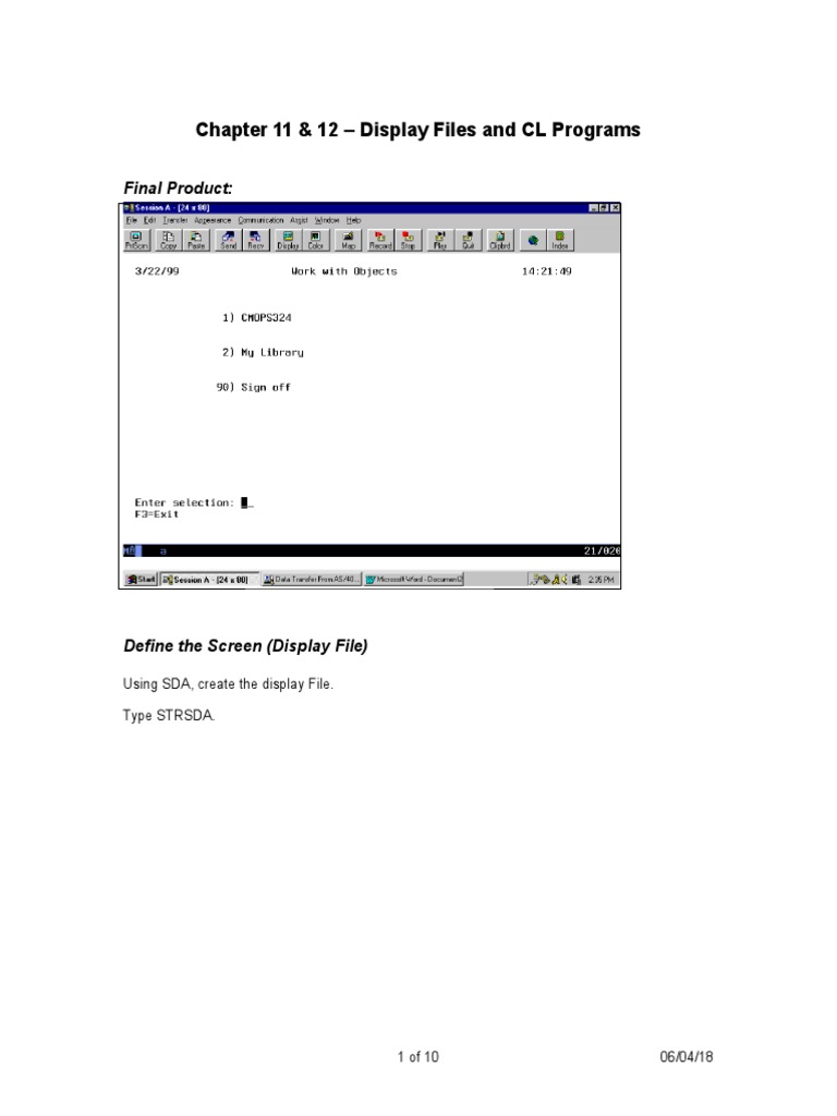 AS400 Display Files and CL Programming | PDF | Control Flow | Computer Data