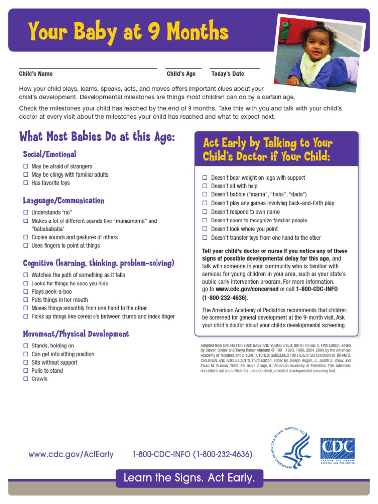 Checklists WithParent Tips 9mo | PDF | Child Development | Relationships