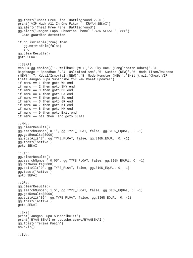Script Cheat VIP V2.0 | PDF | Loisirs | Des sports