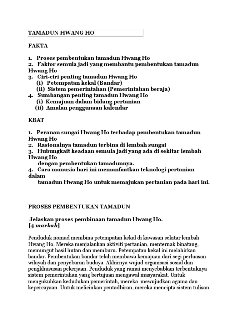 1 6 Nota Ringkas Tamadun Hwang Ho Bahagian 1 Spmflix Com Free