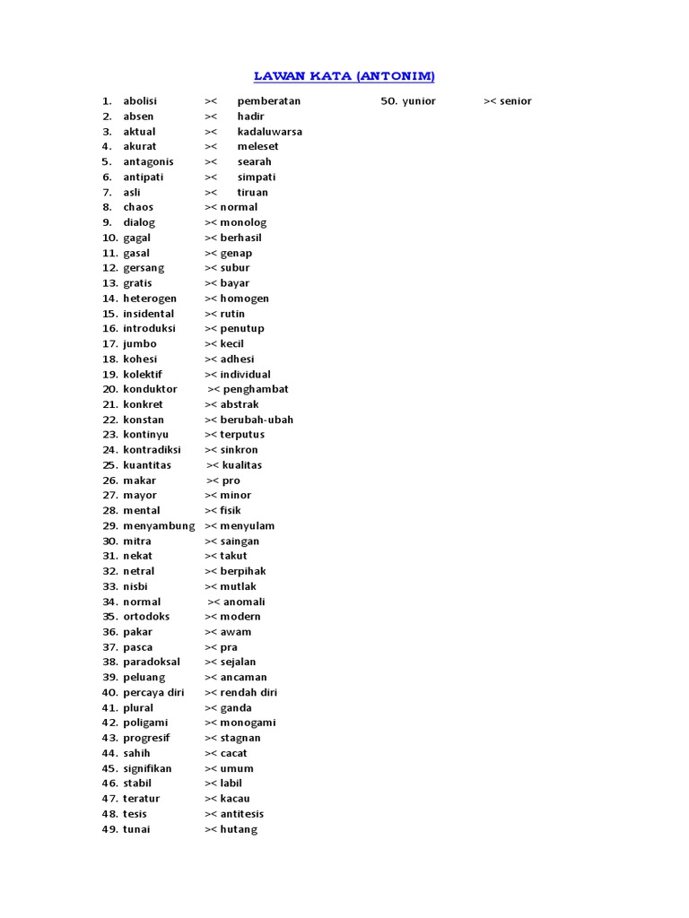 Lawan Kata Pdf