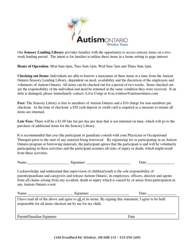 Sensory Lending Library Guidelines | PDF | Libraries | Credit Card