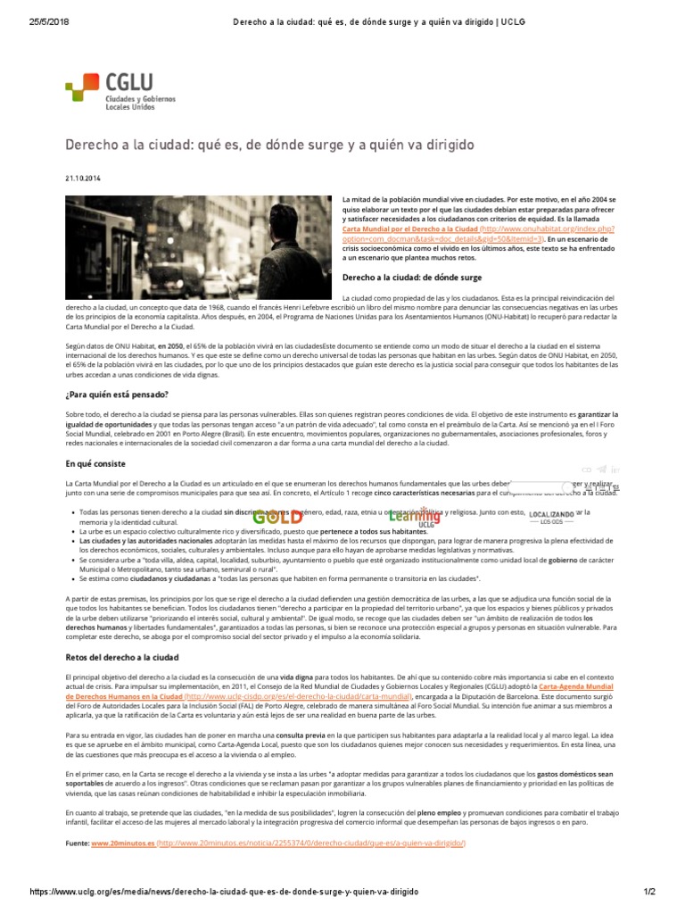 Derecho A La Ciudad - Qué Es, de Dónde Surge y A Quién Va Dirigido ...