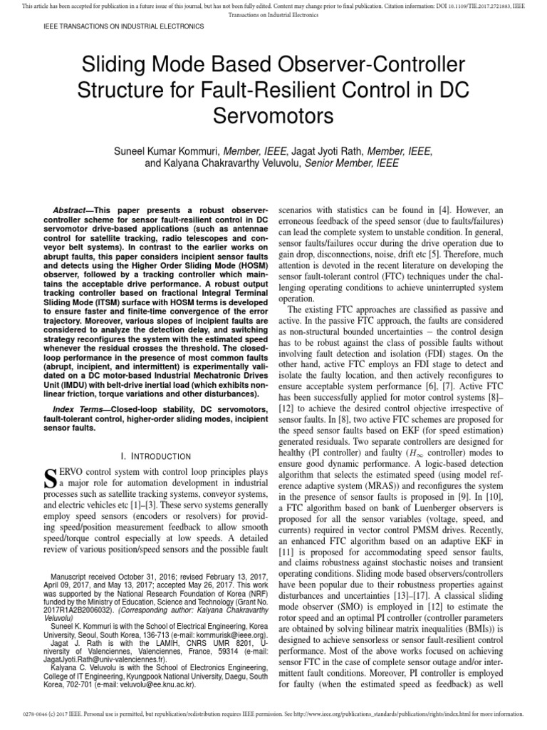 Sliding Mode Based Observer-Controller Structure For Fault-Resilient ...