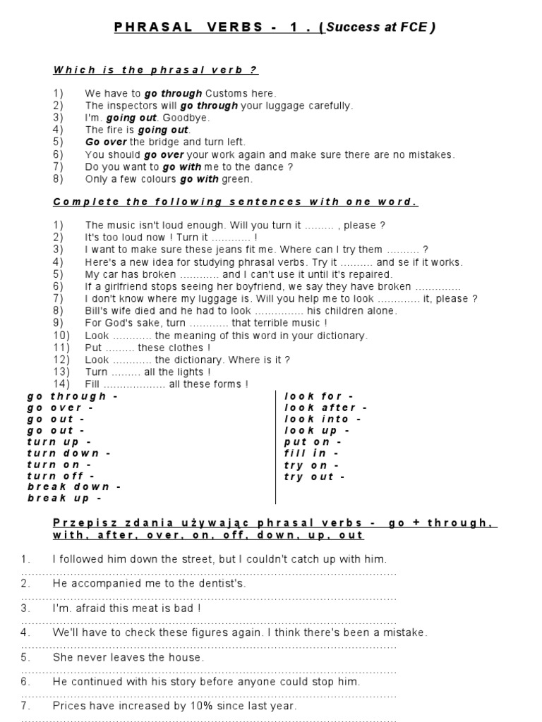 Phrasal Verbs Succes in Fce | PDF