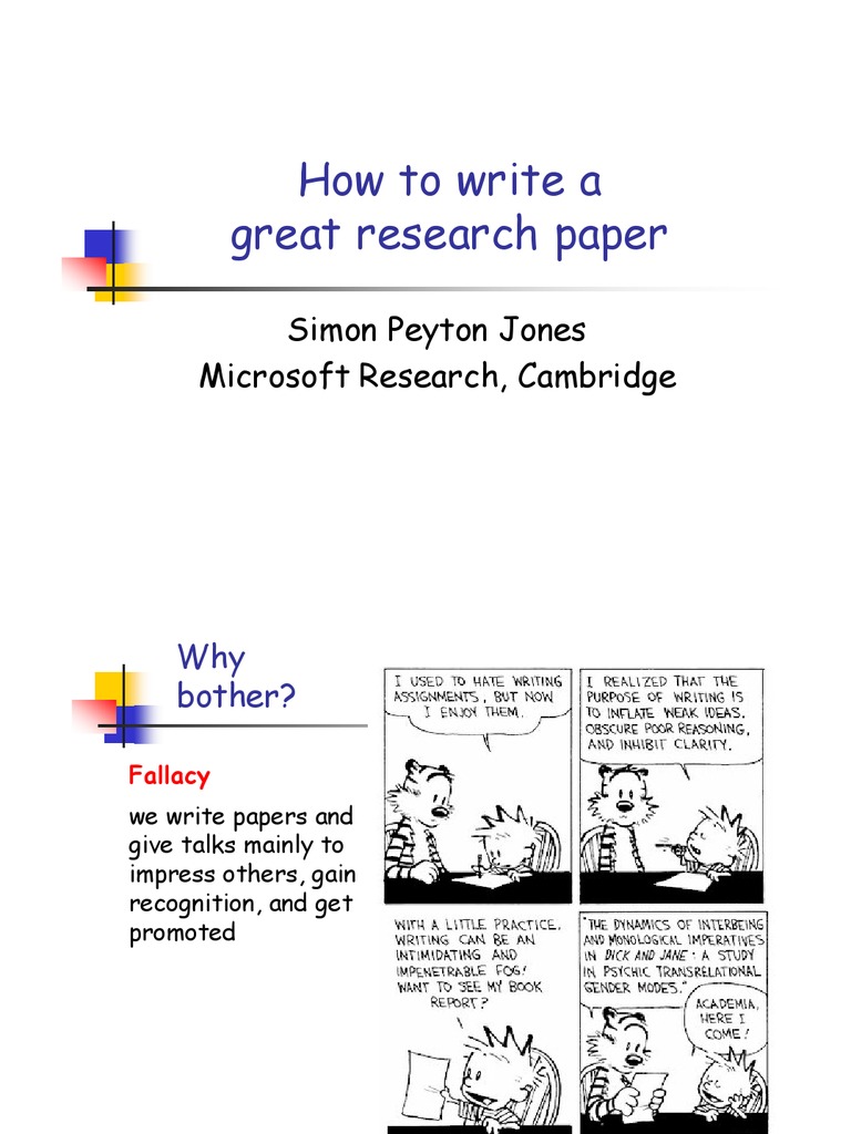 How To Write A Paper - SP Jones - Microsoft Research | PDF