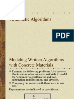Arithmetic algorithms modeled with concrete materials