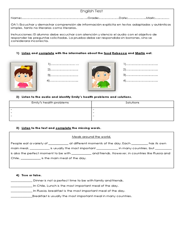 English Listening Comprehension Test | PDF