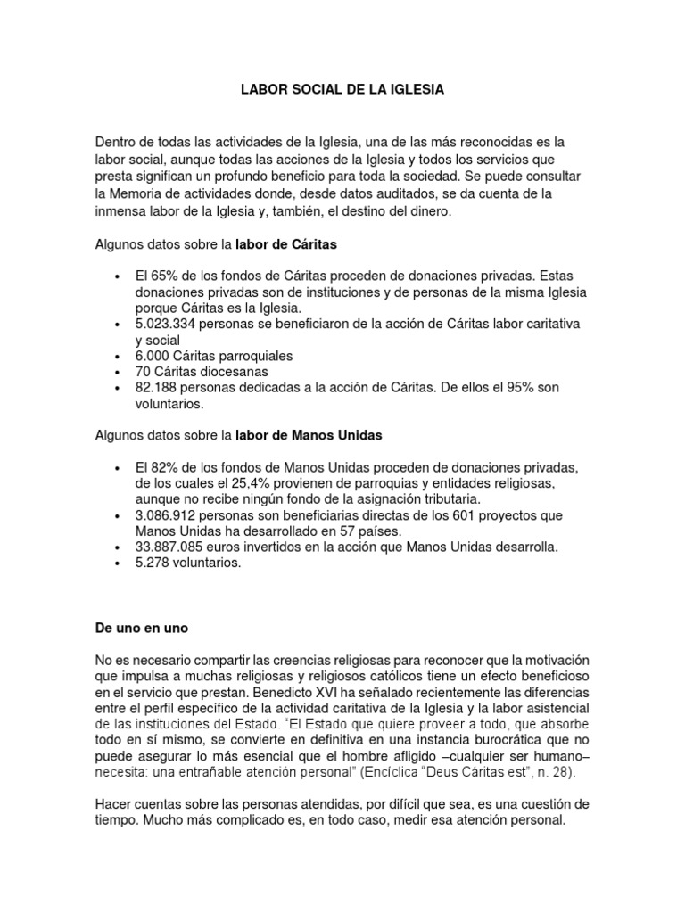 Labor Social de La Iglesia | PDF | Madre Teresa | Iglesia Católica