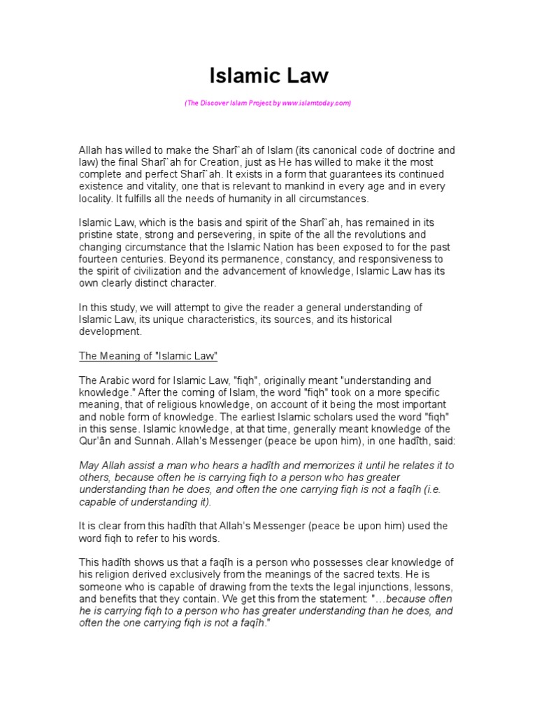 Islamic Law | PDF | Hadith | Sharia