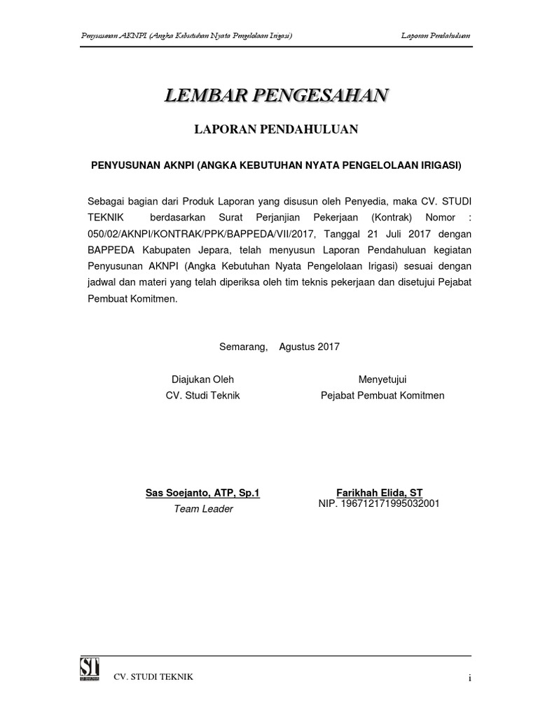 Laporan Pendahuluan Aknpi Jepara Pdf