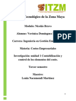 Unidad 2 Investigación- Contabilización y Control de Los Elementos Del Costo.