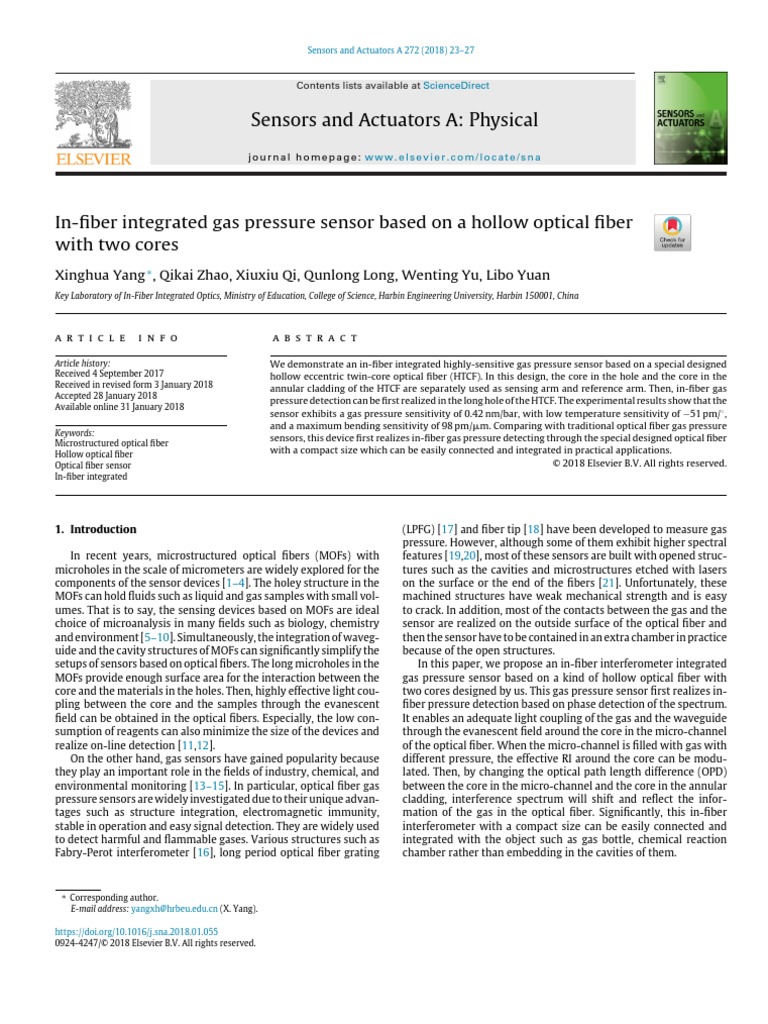 2018 In-Fiber Integrated Gas Pressure Sensor Based On A Hollow Optical ...