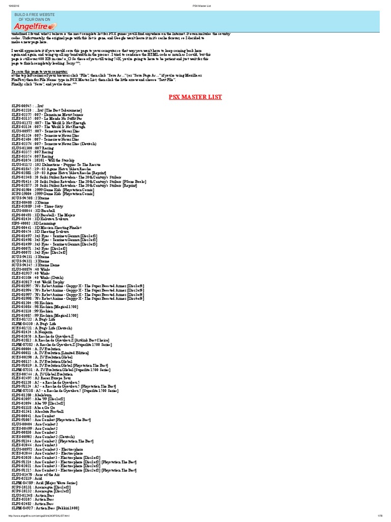 PSX Master List | Capcom | Video Game Publishers - 