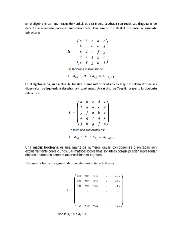 Tipos de Matrices