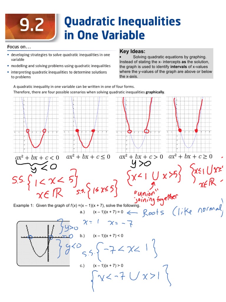 Key Ideas | PDF | Quadratic Equation | Inequality (Mathematics)