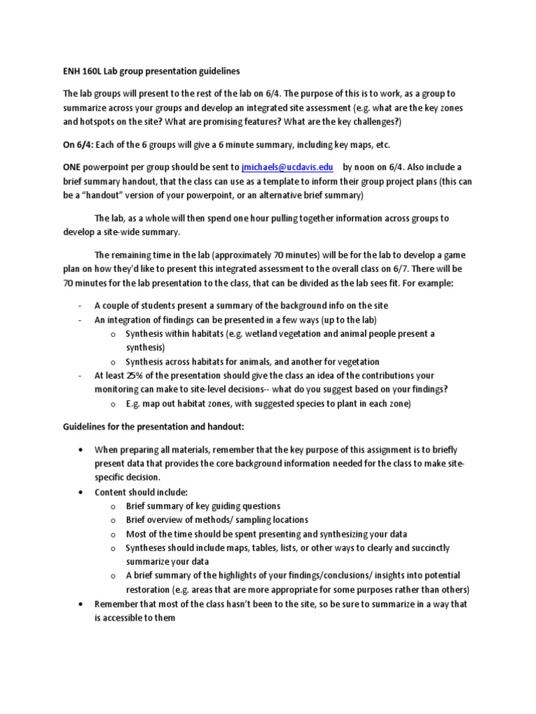 Lab Group Presentation Guidelines | PDF | Cognition | Business