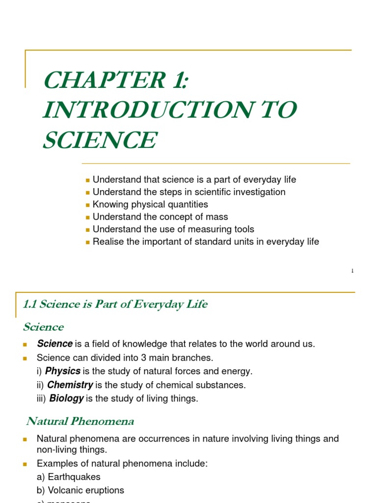 Chapter 1 - Introduction To Science | PDF | Weight | Weighing Scale