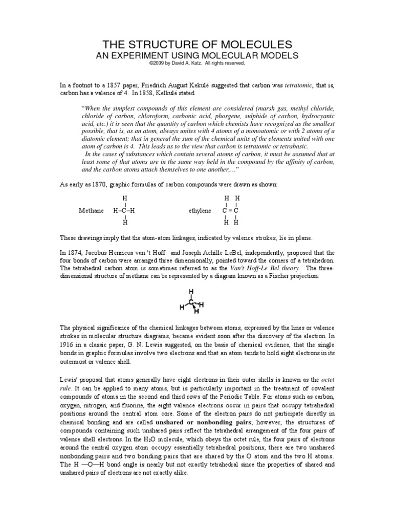 The Structure of Molecules: An Experiment Using Molecular Models | PDF ...
