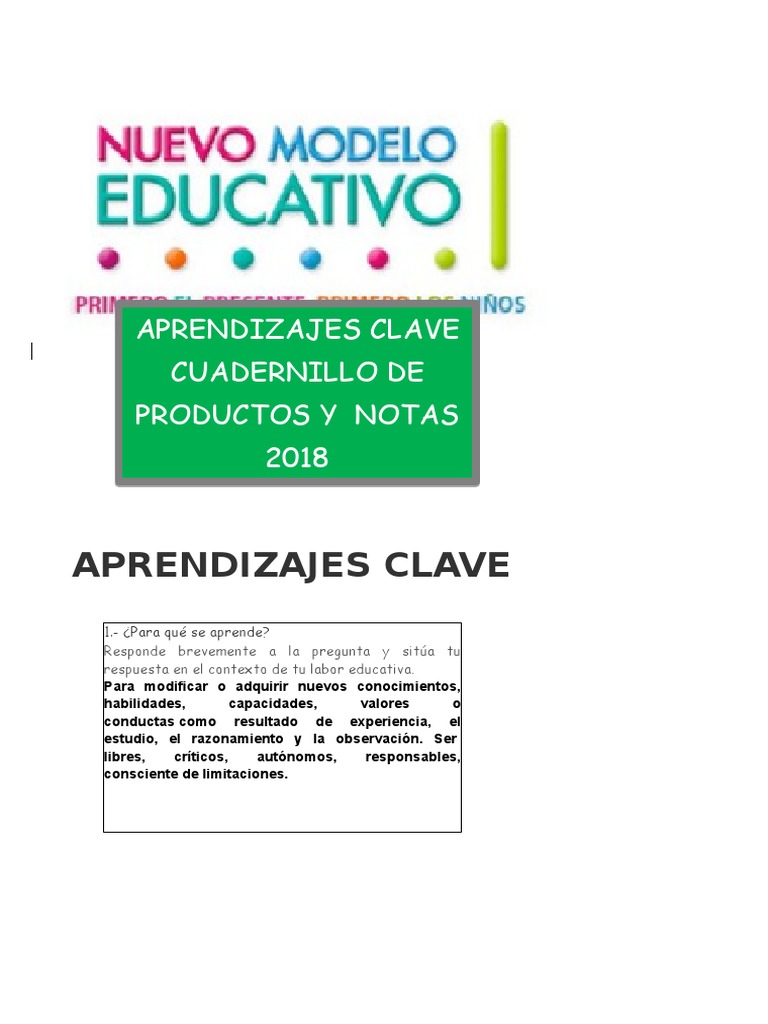 Aprendizajes Clave en Educación 2018 | PDF | Aprendizaje | Maestros