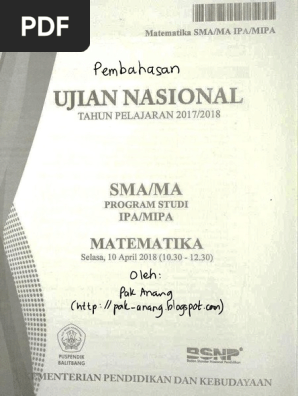 Pembahasan Soal Un Matematika Sma Ipa 2018 Paket 1