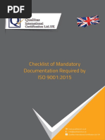 Checklist of Mandatory Documentation Required by ISO 9001-2015 PDF