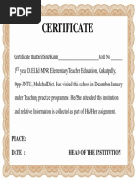 Certificate: Place: Date: Head of The Institution