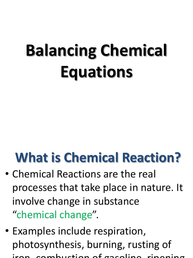 Balancing Chemical Equations Guide | PDF | Chemical Reactions ...