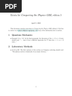 Errata For Conquering The Physics GRE, Edition 3: 1 Quantum Mechanics