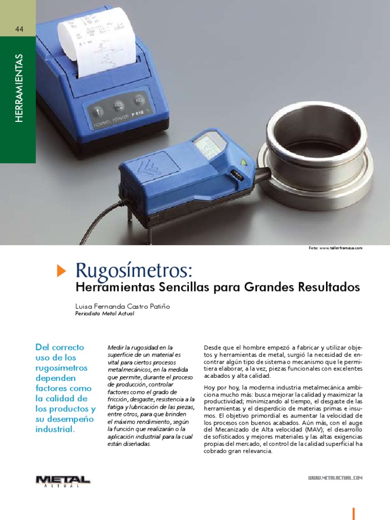 Rugosímetros: Medición y Tipos Esenciales | PDF | Herramientas | Mecanizado