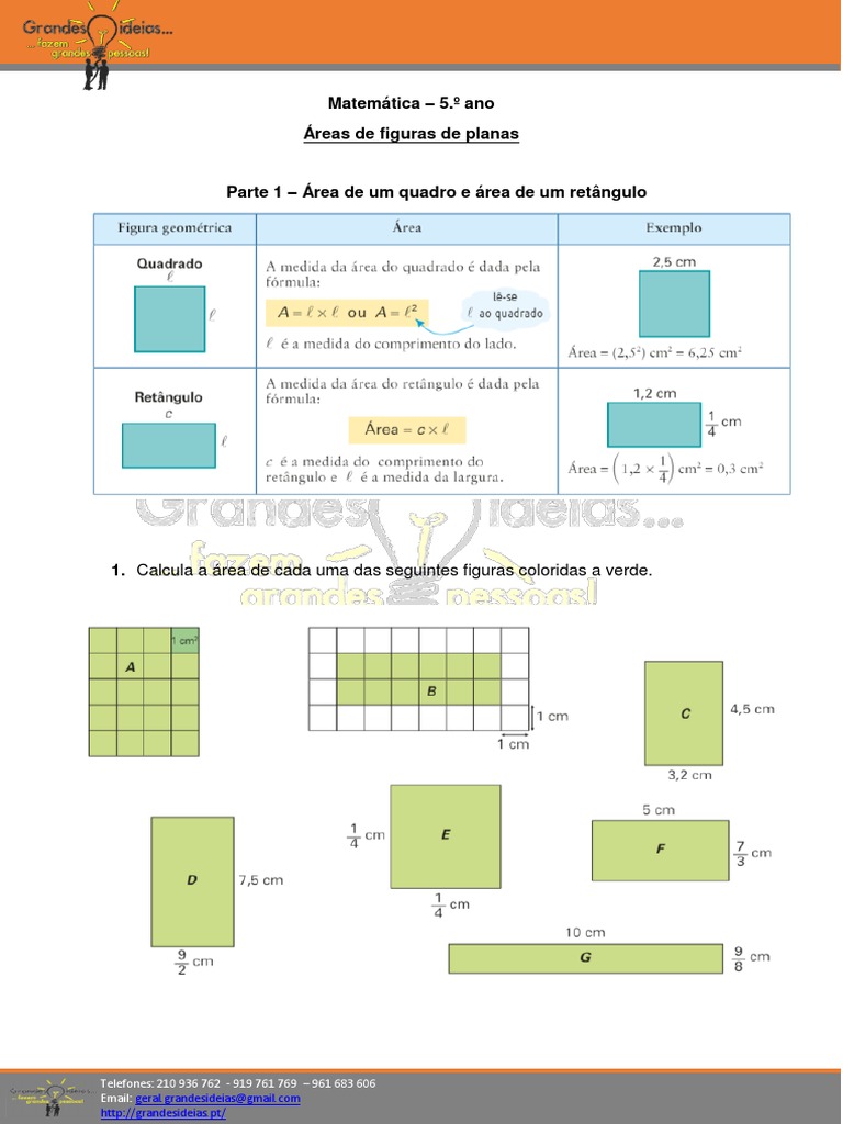 Exercícios de Área e Perímetro - 5º Ano | PDF | Triângulo | Formas ...