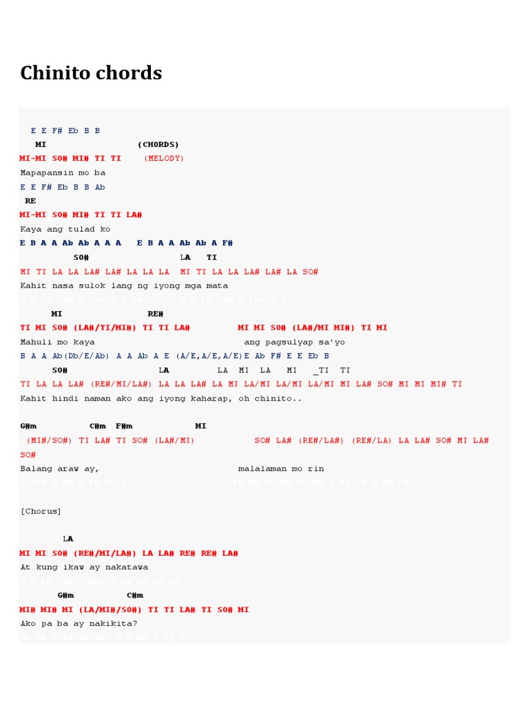 Chinito Chords Pdf